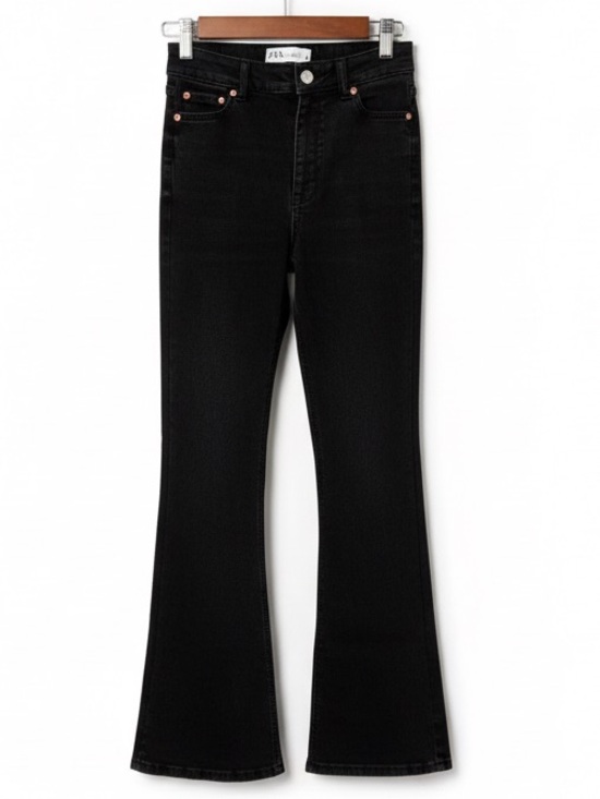 Zara Denim - Zara Black Denim Flare High Waisted Full Length Jeans